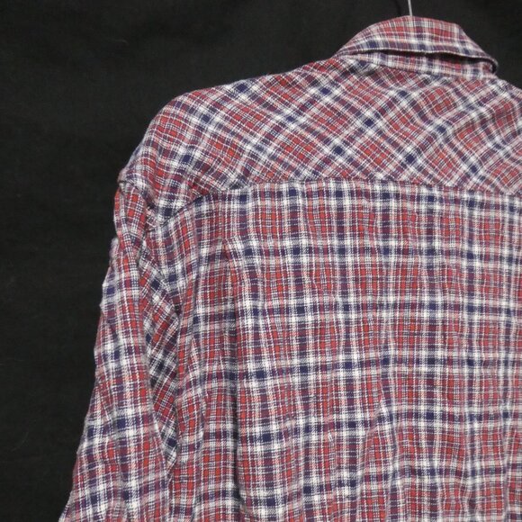 CROCODILE | large | 100% Cotton | Plaid Button-Up Front Casual Shirt | 2 Pockets - Picture 11 of 16